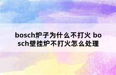 bosch炉子为什么不打火 bosch壁挂炉不打火怎么处理